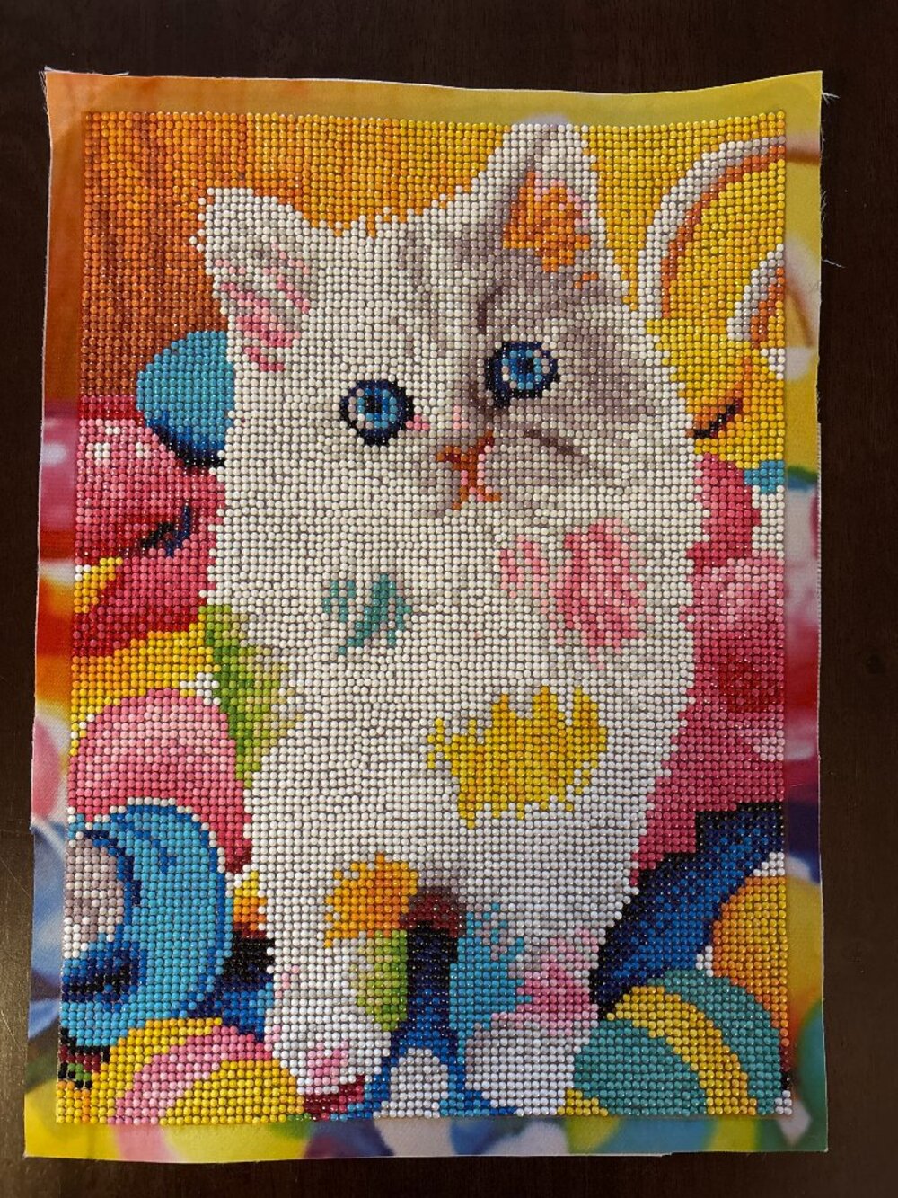 White Blue Eyed Cat Diamond Art Painting - Unframed - 11"x15"